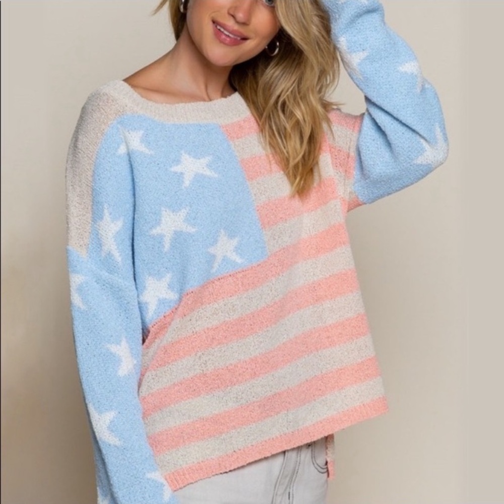 Lisa Robertson Americana USA Pastel Lightweight Sweater Size 1XL